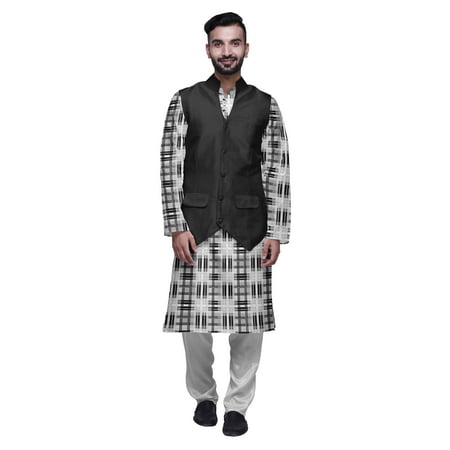

Atasi Indian Kurta Pyjama Jacket Set For Men Mandarin Collar Casual Clothing