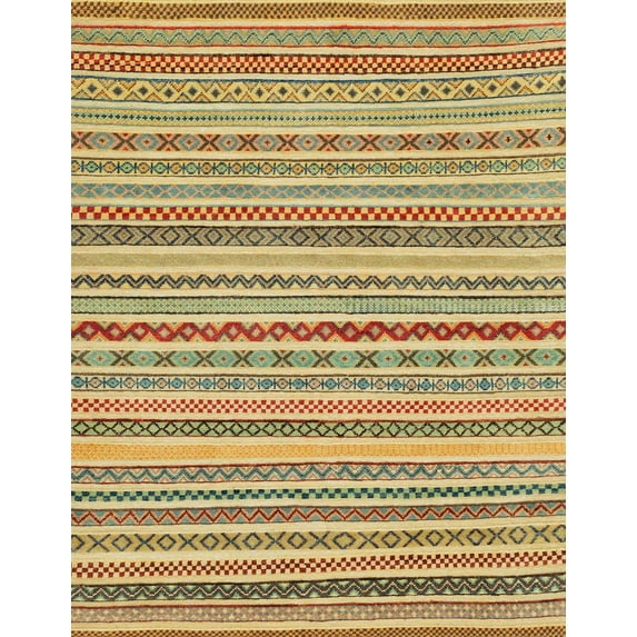 Ahgly Company Machine Washable Indoor Rectangle Abstract Light Brown Area Rugs, 8' x 12'