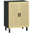 thumbnail image 1 of HOMCOM Buffet Bahut Boho avec 2 Portes en Rotin, Noir, 1 of 7