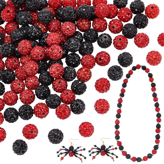 Craft Beads PH PandaHall, 100 unidades, diamantes de imitación rojos y negros de 10 cm