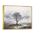 thumbnail image 2 of Designart "Monochrome Misty Tree horizon I" Floral Floater Framed Wall Art Print, 2 of 7