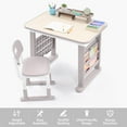 thumbnail image 7 of Kids Desk and Chair Set, Height Adjustable Childrens Study Desk, Graffiti Table for 3-12 Years, Kids Art Table with Side Bookshelf and Storage, Multi-Functional for Bedroom & Study Room(Grey), 7 of 7