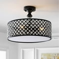 thumbnail image 6 of JONATHAN Y Elise 17" 3-Light Crystal/Metal Drum Semi-Flush Mount, Black, 6 of 10