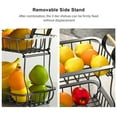 thumbnail image 3 of 2 Tier Fruit Storage Basket Kitchen Countertop Organizer with Wooden Handle Mesh Carbon Steel Bowl for Bread Vegetable Fruit Basket Detachable Metal Rectangular Wire Basket, 3 of 9
