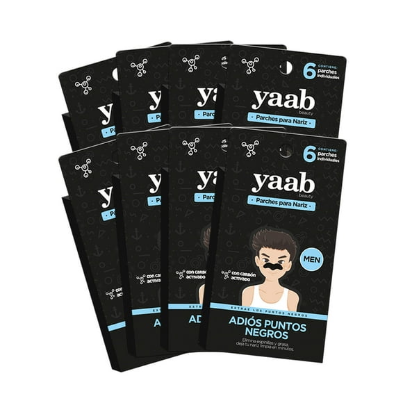 Yaab Beauty - Pack 8 cajas Parche para nariz con carbón activado para Hombre 6 pzas c/u