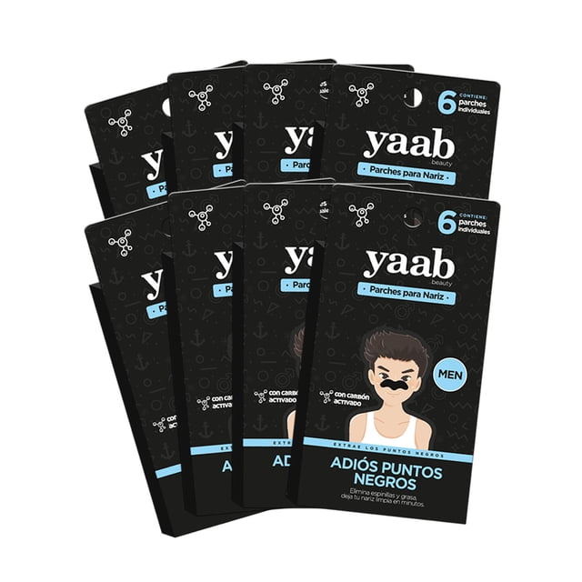 Yaab Beauty - Pack 8 cajas Parche para nariz con carbón activado para Hombre 6 pzas c/u