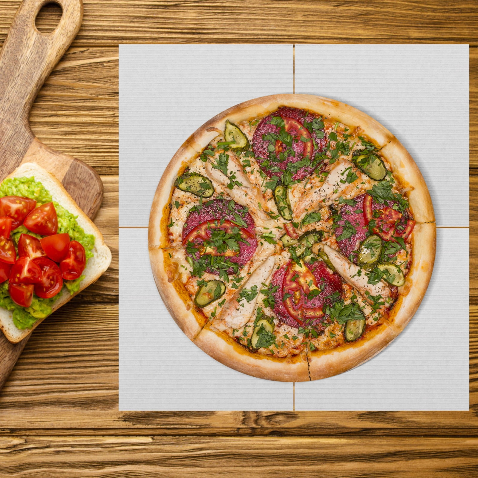 RENACLIPY 100Pcs White Pizza Box Liners Oil Resistant Paper Pads for Baking and Grilling