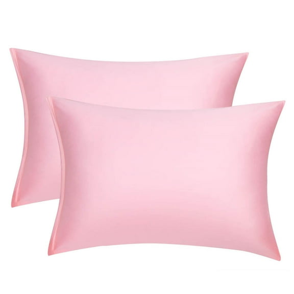 Unique Bargains King Size Silky Satin Zipper Pillowcases Set of 2, 21" x 37"