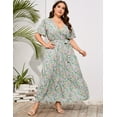 thumbnail image 5 of Plus Size Wedding Guest Maxi Dresses for Curvy Women, Summer Casual Floral Long Party Sundress with 3/4 Sleeve, 5 of 8