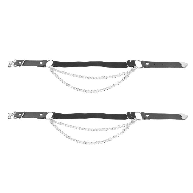 Liga de pierna para mujer, 2 uds., 17,9 pulgadas de largo, cadena de Metal de piel sintética, hebillas ajustables, cinturón de muslo para fiesta de Cosplay y Halloween