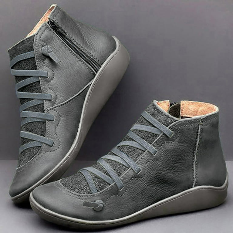 Flat grey boots deals