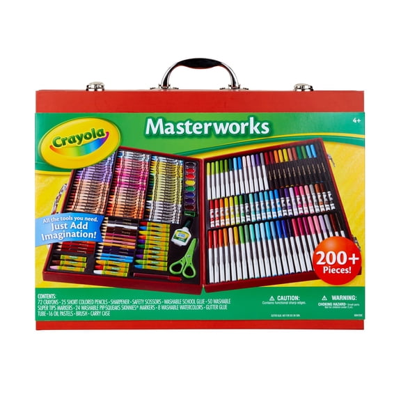 Crayola Masterworks Art Case, over 200 Pieces, Drawing and Painting Art Set, Beginner Boys & Girls Ages 4 