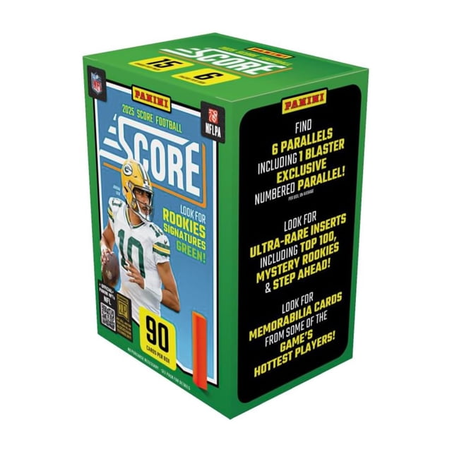 2025-26 Panini Score NFL Football Blaster Box - Tarjetas coleccionables oficiales - Incluye tarjetas de novato, paralelos e inserciones - Paquete minorista sellado