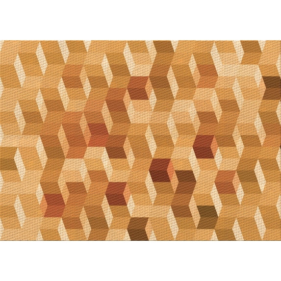 Ahgly Company Machine Washable Indoor Rectangle Transitional Neon Orange Area Rugs, 4' x 6'