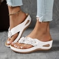 thumbnail image 2 of DXOUPM Sandales pour Femmes à Plateforme Compensée Sandales de Plage Sandales à Fleurs Strass Chaussures d'Été, 2 of 4