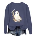 thumbnail image 2 of Cozy Halloween Hoodie for Womem Oversized Fall Outfits, Spooky Ghost & Pumpkin Print Pullover, Cute Casual Sweatshirt, 2 of 4