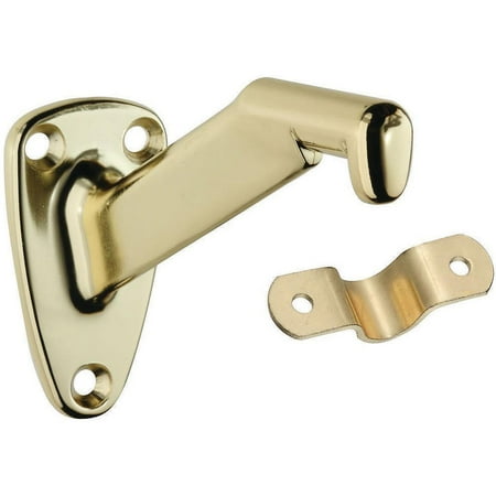 Stanley Hardware Handrail Bracket - Stanley 831040 Heavy Duty Extended Handrail Bracket, Die Cast Zinc, Bright Brass