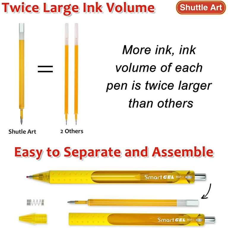 shuttle art multicolor pens, 23 pack 6-in-1 0.7mm retractable