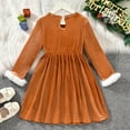 thumbnail image 5 of OBEEII Kids Girls Velvet Dresses Long Sleeve Christmas Dress Princess Dresses Smocked Embroidered A-Line Ruffle Dresses, 5 of 9