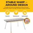 thumbnail image 4 of Bohemia Ethnic Table Cloths for 8 Foot Rectangle Tables, Boho Tribal Teal Orange Purple Stripes Leaves Patio Waterproof Elastic Fitted Tablecloths, Washable Rectangular Table Cover for Camping, 4 of 8