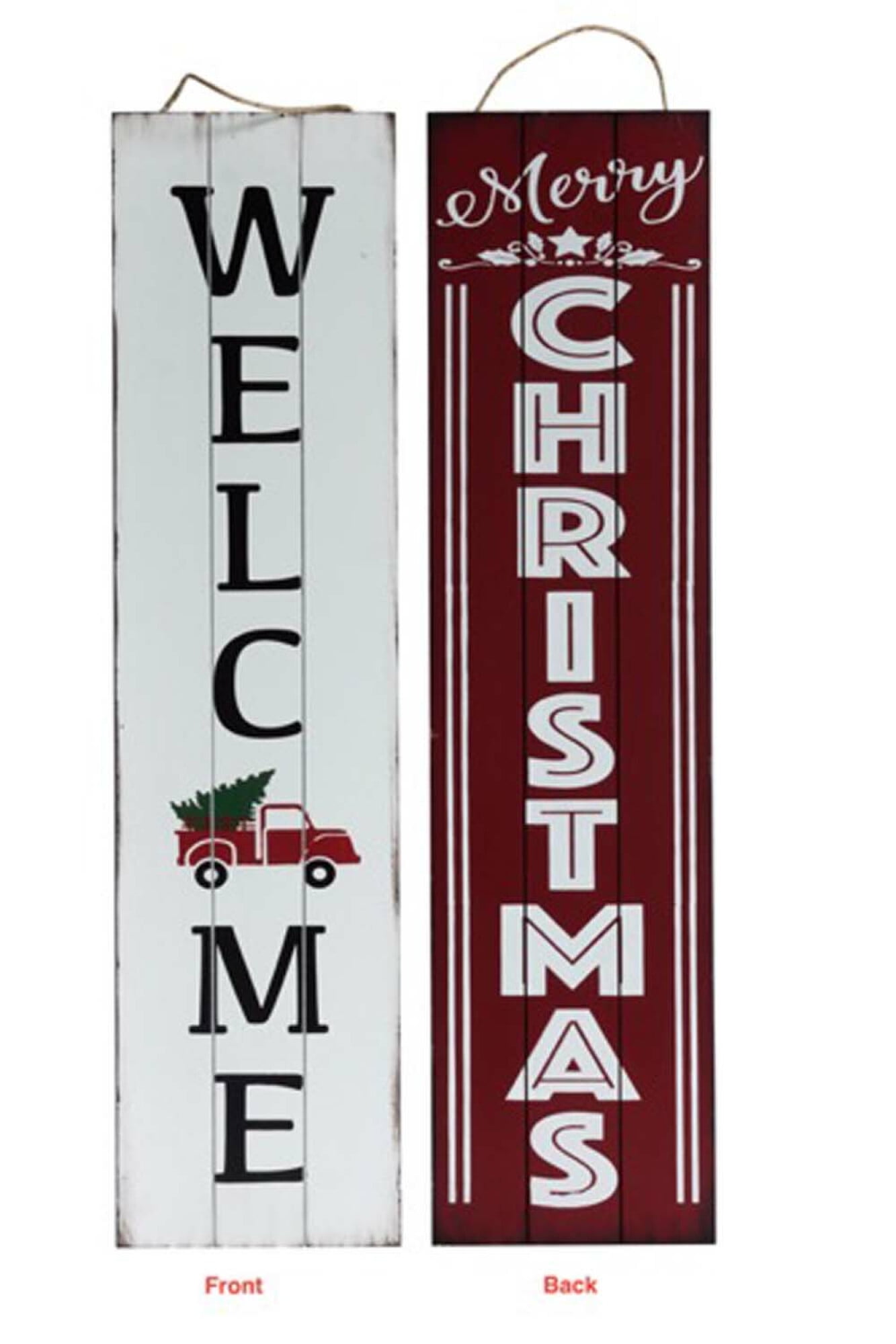 Reversible Hanging Sign Welcome and Give Thanks Wood 33 inches