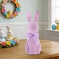 thumbnail image 4 of Artificial Flocked Easter Bunny Figurine - Easter Rabbit Statue with Satin Bow | Decorative Tabletop Accents for Spring & Holiday Celebrations, 4 of 6