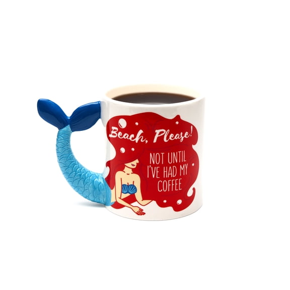 BigMouth Inc. Beach Please! Mermaid Coffee Mug - Hilarious 16 oz Ceramic Coffee Mug with Mermaid Tail Handle