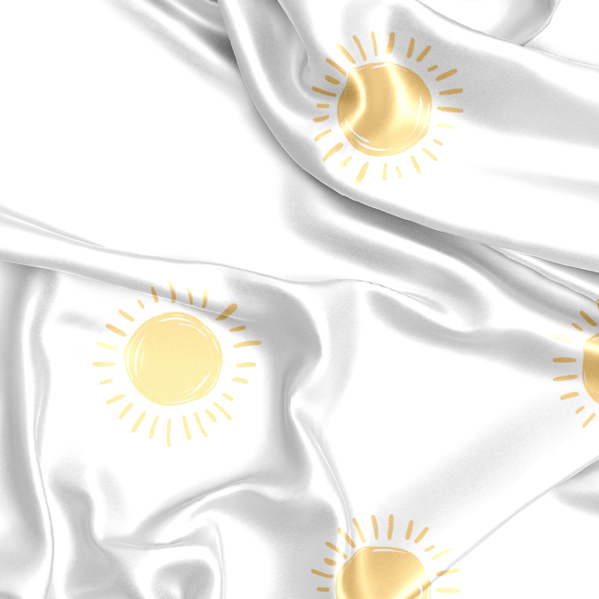 Sweet Jojo Designs Boho Sun White and Mustard Boy, Girl, Unisex/Gender Neutral Satin Fitted Crib Sheet