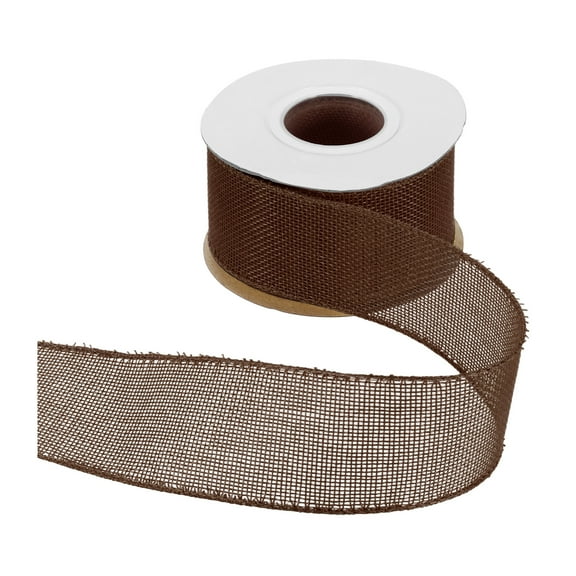 Uxcell Burlap Wired Ribbon 2" x 10 Yard Wired Edge Ribbon Woven Strap, Brown