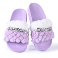 thumbnail image 4 of Sandals for Women/Girls Soft Plush Furry Cozy Bedroom Slippers with Arch Support Purple 6, 4 of 7
