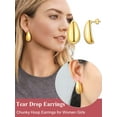 thumbnail image 3 of FOCALOOK Gold Plated Teardrop Earrings for Women Chunky Large Hoop Earrings Dupes Lightweight Hypoallergenic Waterdrop Earrings, 3 of 8