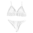 thumbnail image 1 of Gibobby Conjunto de lencería Sexy de encaje suave para mujer, ropa interior transparente con aros de encaje floral(Blanco, G), 1 of 4