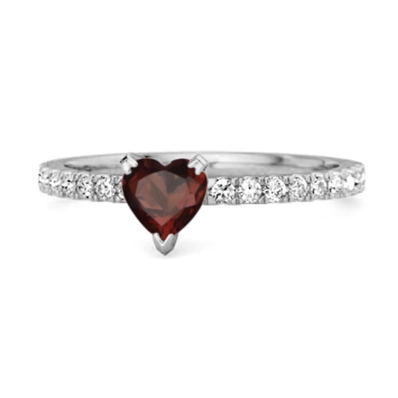 Mooneye 1.65 Cts Garnet 925 Sterling Silver Heart Ring Unique Lovers Women's Mother's Day Gift Ring