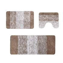 4-Piece Bathroom Rug Set with U-Shaped Toilet Mat Non-Slip Absorbent Microfiber Plush Shower Mats Machine Washable Bathroom Floor Rugs 15.7x31.4in (Brown)