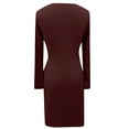 thumbnail image 3 of Women's Dress Office Style Workplace Long Sleeve V-Neck Party Dress (Red L), 3 of 4
