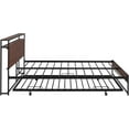 thumbnail image 6 of Queen Size Platform Bed with Trundle, Metal and Wood Bed Frame with Headoard, Footboard, USB Charging Ports, Slat Support Spring Box No Required, 6 of 9