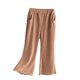 thumbnail image 1 of Odeerbi 1-10 Años Niñas Hielo Seda Pantalones Acampanados Lechuga Recortar Pantalones Pantalón Lindo Color Sólido Transpirable Pantalones, 1 of 5