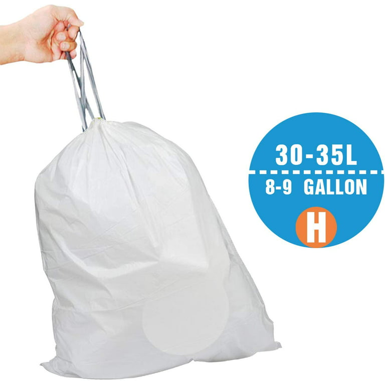  Premium Custom Fit Trash Bags w/Drawstring Closure - 50 Count -  1 Refill Roll - Compatible with Code H - 30-35L/8-9 Gallon Trash Cans -  Durable, Heavy-Duty Garbage Bags : Health & Household