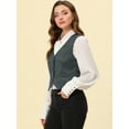 thumbnail image 3 of INSPIRE CHIC Veste Sans Manches à Carreaux Extensible Asymétrique à Col en V Taille Cintrée avec Boutons Noir G, 3 of 5
