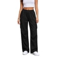 thumbnail image 2 of Gealkoca Womens Cargo Sweatpants Ruched High Waisted Sweat Pants Athletic Solid Color Casual Wide Leg Joggers Loose Fall Pants with Pockets, 2 of 8