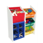 Kids Super Storage w 3 Primary Color Bins, Book Holder & 6 Slot Cubby