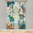 thumbnail image 2 of Ambesonne Dinosaur Curtains, Jurassic Animal Scene Leaf, Pair of 28"x63", Petrol Blue Teal Salmon, 2 of 2