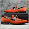 thumbnail image 4 of Mens Velvet Loafers Dress Shoes Loafers for Men Tuxedo Suit Shoes, Orange/24, 13 US, 4 of 5