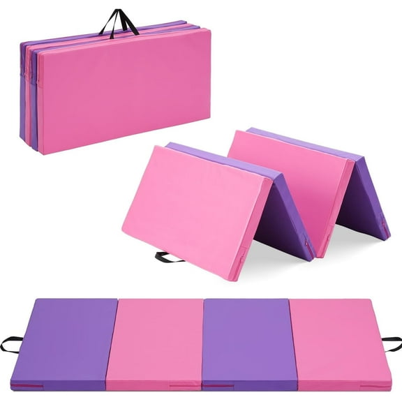 Kids' Foldable Tumbling Mats, Gymnastics Mats for Home Workouts, 2x6ft Sizes with Carry Handles
