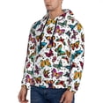 thumbnail image 3 of Naloa Colorful Flying Butterflies Men's Casual Hooded Collar Drawstring Hoodies Pullover Sweatshirts Casual Long Sleeve Shirts-4X-Large, 3 of 7