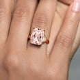 thumbnail image 4 of Gem Stone King 18K Rose Gold Plated Silver Peach Nano Morganite Ring for Women (6.30 Cttw, Emerald Cut 14X10MM, Gemstone October Birthstone, Available in Size 5, 6, 7, 8, 9), 4 of 4