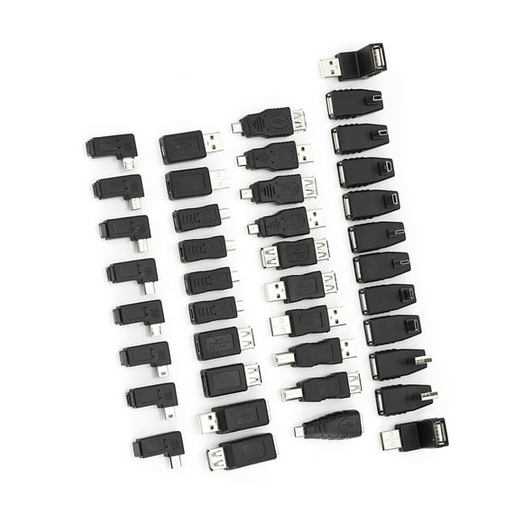 Pack of 40 Multiple USB2.0 Adapters Angled Mini Micro Type B Male Female Converters Connectors