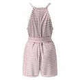 thumbnail image 5 of Kmdttou 2025 New Fashion Fashion Women's Summer Casual Striped Print Sleeveless Round Neck Lacing Straight Shorts Jumpsuit with Pockets Clothes on Clearance!, 5 of 7