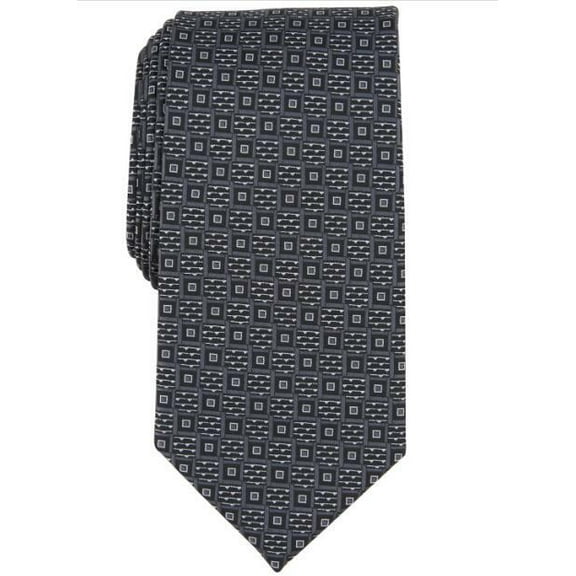 Perry Ellis Mens Regular fit Tie Necktie One Size Black Neat Square