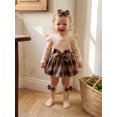 thumbnail image 4 of RUINIXCW Newborn Baby Girl Fall Winter Outfit Ribbed Plaid Romper Dress Infant Baby Girl Clothes Ruffles Long Sleeve Bodysuit Jumpsuit Headband Socks Set, 4 of 7